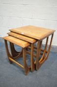 A G PLAN FRESCO TEAK NEST OF THREE TABLES, width 50cm squared x height 52cm (condition:-all tables