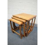 A G PLAN FRESCO TEAK NEST OF THREE TABLES, width 50cm squared x height 52cm (condition:-all tables