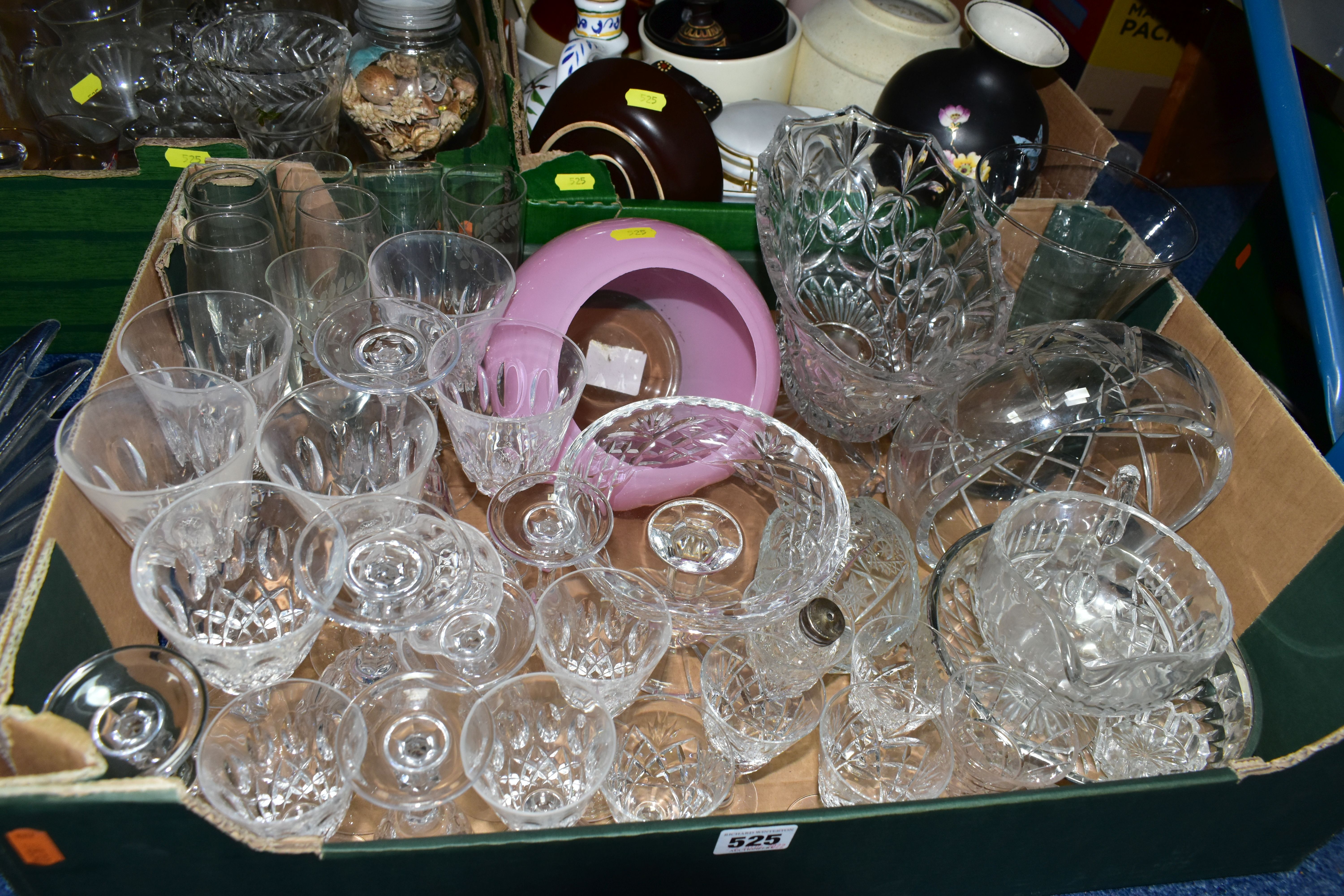 FIVE BOXES OF CERAMICS AND GLASSWARE, to include a large cut crystal punch bowl on feet, diameter - Bild 2 aus 7