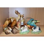 A GROUP OF THIRTEEN BESWICK BIRD AND ANIMAL FIGURES AND SCULPTURES, including a Kingfisher -