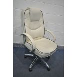 A RS SOHO CREAM LEATHER SWIVEL OFFICE CHAIR (condition:-torn leather to armrests)