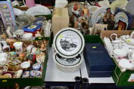 FOUR BOXES OF CERAMICS AND ORNAMENTS, to include a Royal Grafton fine bone china tea set, a Silver