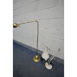 AN ANGLE POISE CREAM DESK LAMP, and a brass angled floor lamp (2)