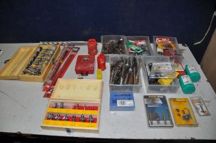 A LARGE QUANTITY OF ROUTER BITS AND DRILL BITS to include Trend, Titman, Frued router bits, large