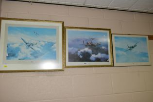 THREE ROBERT TAYLOR MILITARY AVIATION THEMED PRINTS, comprising 'Spitfire' signed in pencil by