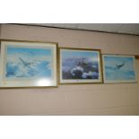 THREE ROBERT TAYLOR MILITARY AVIATION THEMED PRINTS, comprising 'Spitfire' signed in pencil by
