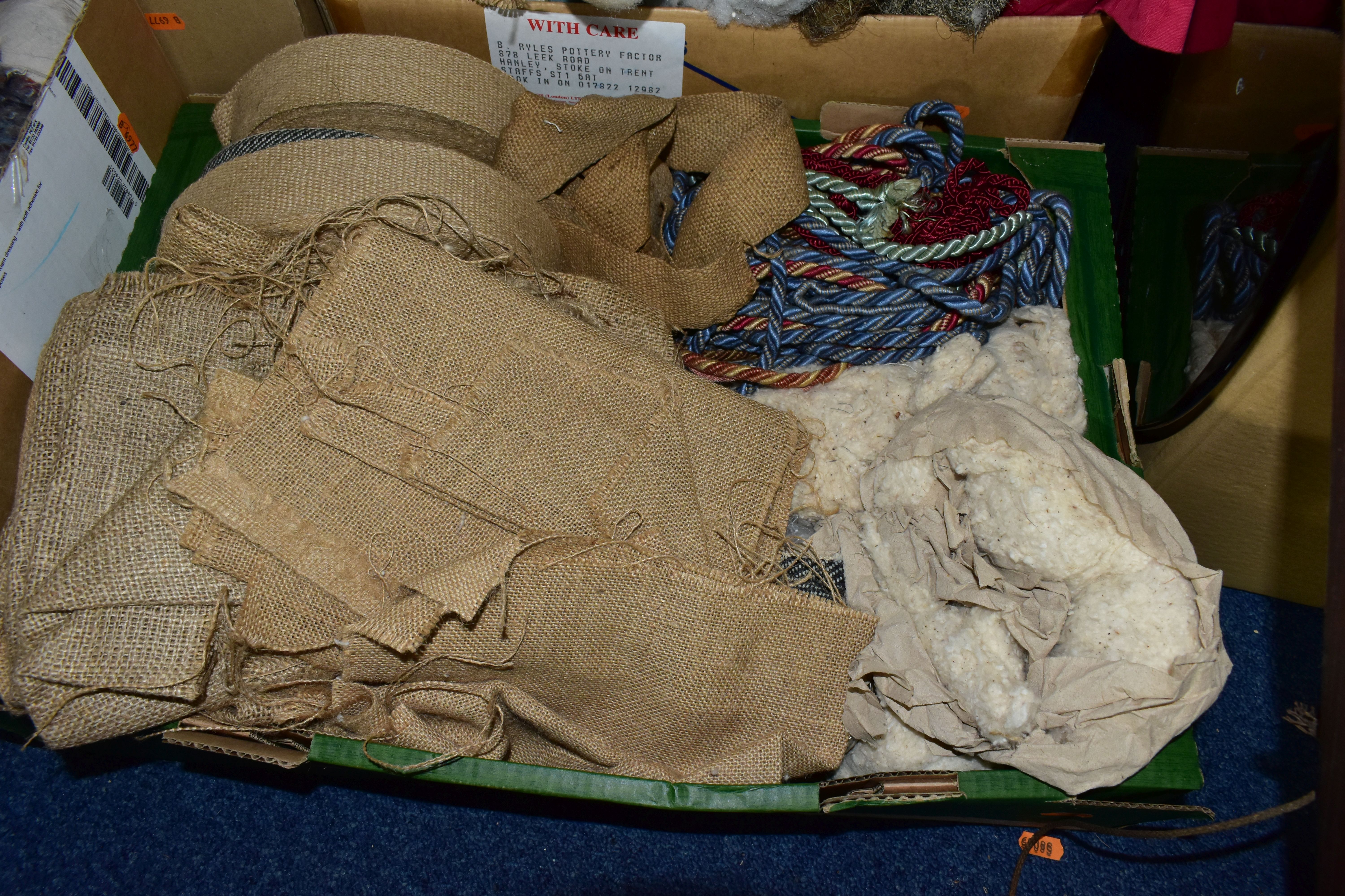 FIVE BOXES OF UPHOLSTERY TEXTILES AND PICTURE FRAMES, to include a quantity of ginger coconut - Image 3 of 10