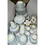 A JAPANESE NORITAKE CHINA 'LAUREATE' PATTERN 5651 PART DINNER SET, comprising three tea cups (one