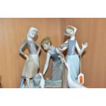 THREE LLADRO FIGURES OF GIRLS SCULPTED BY VINCENTE MARTINEZ, comprising Feeding Time / Girl with