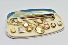 A LADIES ROTARY WRISTWATCH COMPANION SET, the cased companion set to include a yellow metal