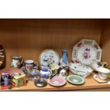 A GROUP OF FRANZ, WEDGWOOD JASPERWARE, ROYAL WORCESTER JUGS, SPODE, ETC, including a Spode hexagonal