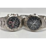 TWO GENTS WRISTWATCHES, the first a 'Seiko chronograph', round black dial, white spot markers,