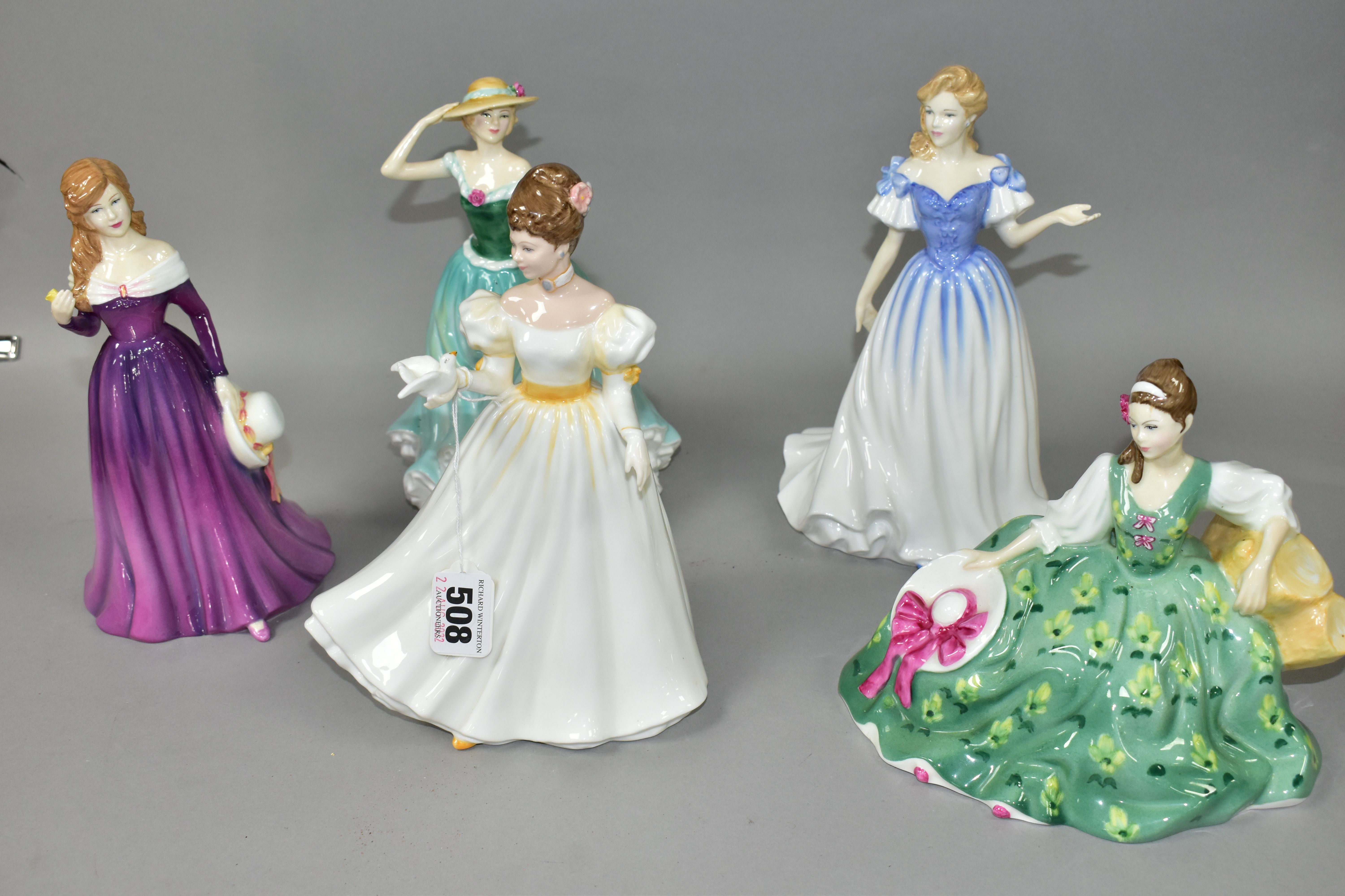 FIVE ROYAL DOULTON LADIES, comprising 'Kathleen' HN3609, 'Josephine' HN4223, 'Elyse' HN2474, 'Emily'