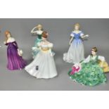 FIVE ROYAL DOULTON LADIES, comprising 'Kathleen' HN3609, 'Josephine' HN4223, 'Elyse' HN2474, 'Emily'