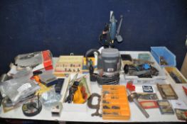 A LARGE QUANTITY OF VINTAGE AND MODERN TOOLS AND SPARES to include marking tools, ELU router, heat