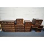 A QUANTITY OF G PLAN MAHOGANY FURNITURE, to include a chest of two short over four long drawers,