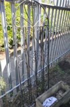 A SINGLE WROUGHT IRON GATE, width 74cm x 186cm