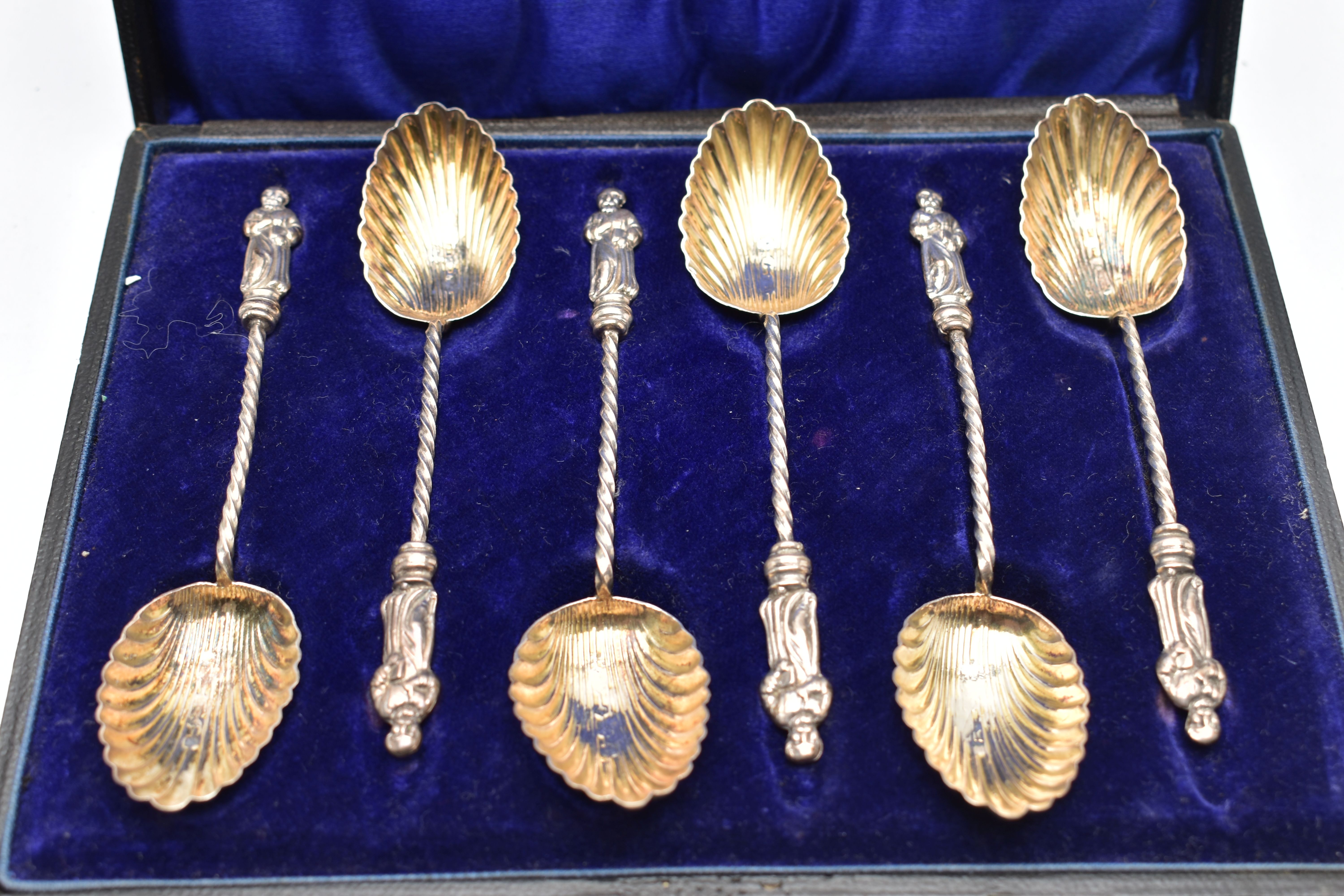 A SILVER DISH AND TEASPOONS, of a round polished form, gilt interior to the bowl with personal - Image 3 of 3