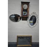 AN EARLY 20TH CENTURY MAHOGANY VIENNA WALL CLOCK, Benjamin Gaunt & Sons Barnsley stamped to face,