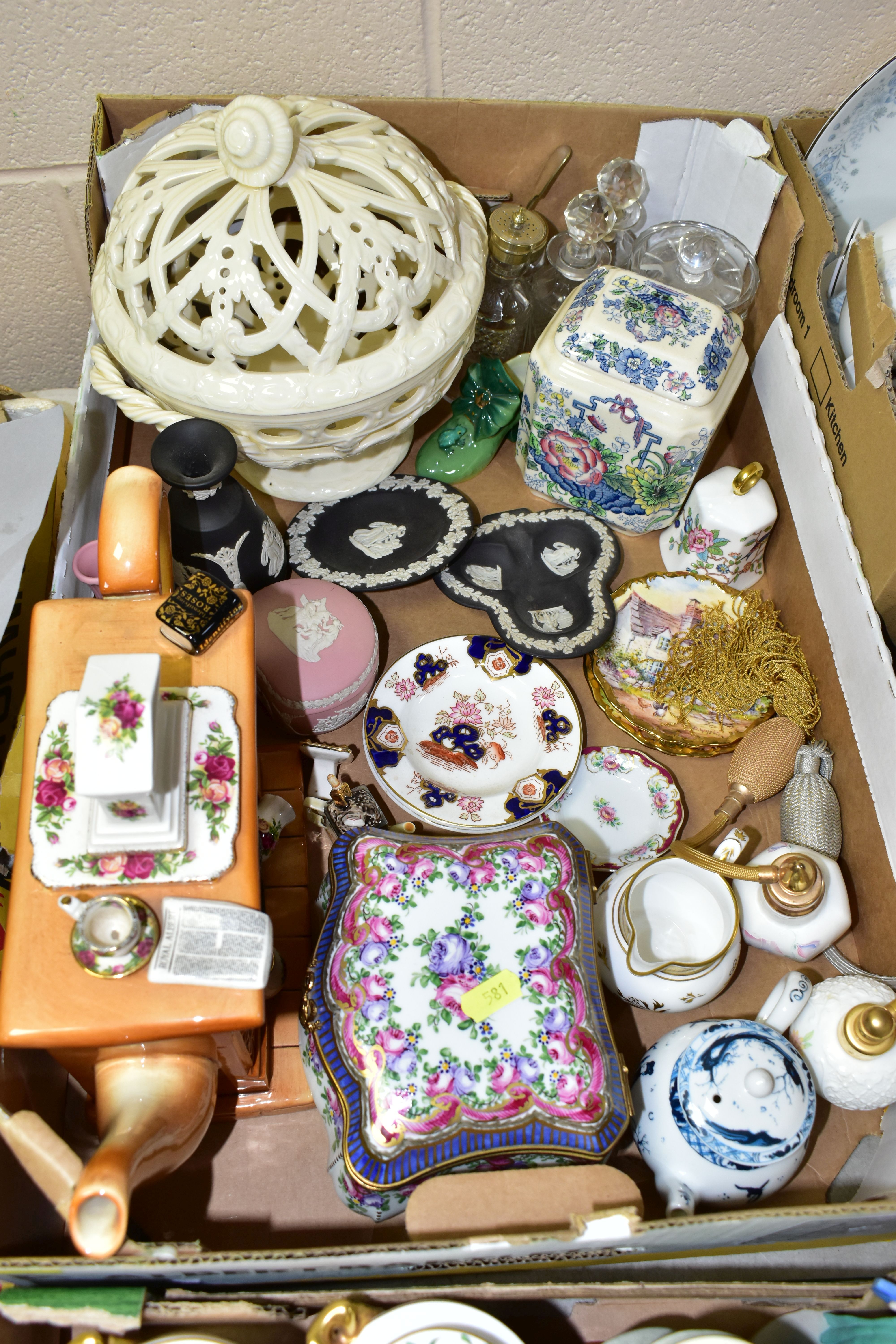 THREE BOXES OF ASSORTED CERAMICS ETC, to include Coalport 'Strange Orchid' and 'Pageant' covered - Image 3 of 4