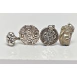 AN ASSORTMENT OF SILVER AND WHITE METAL JEWELLERY, to include a silver St Christopher pendant,