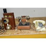 THREE G.P.O AND VINTAGE STYLE LANDLINE PHONES, comprising a cream G.P.O. dial phone (broken