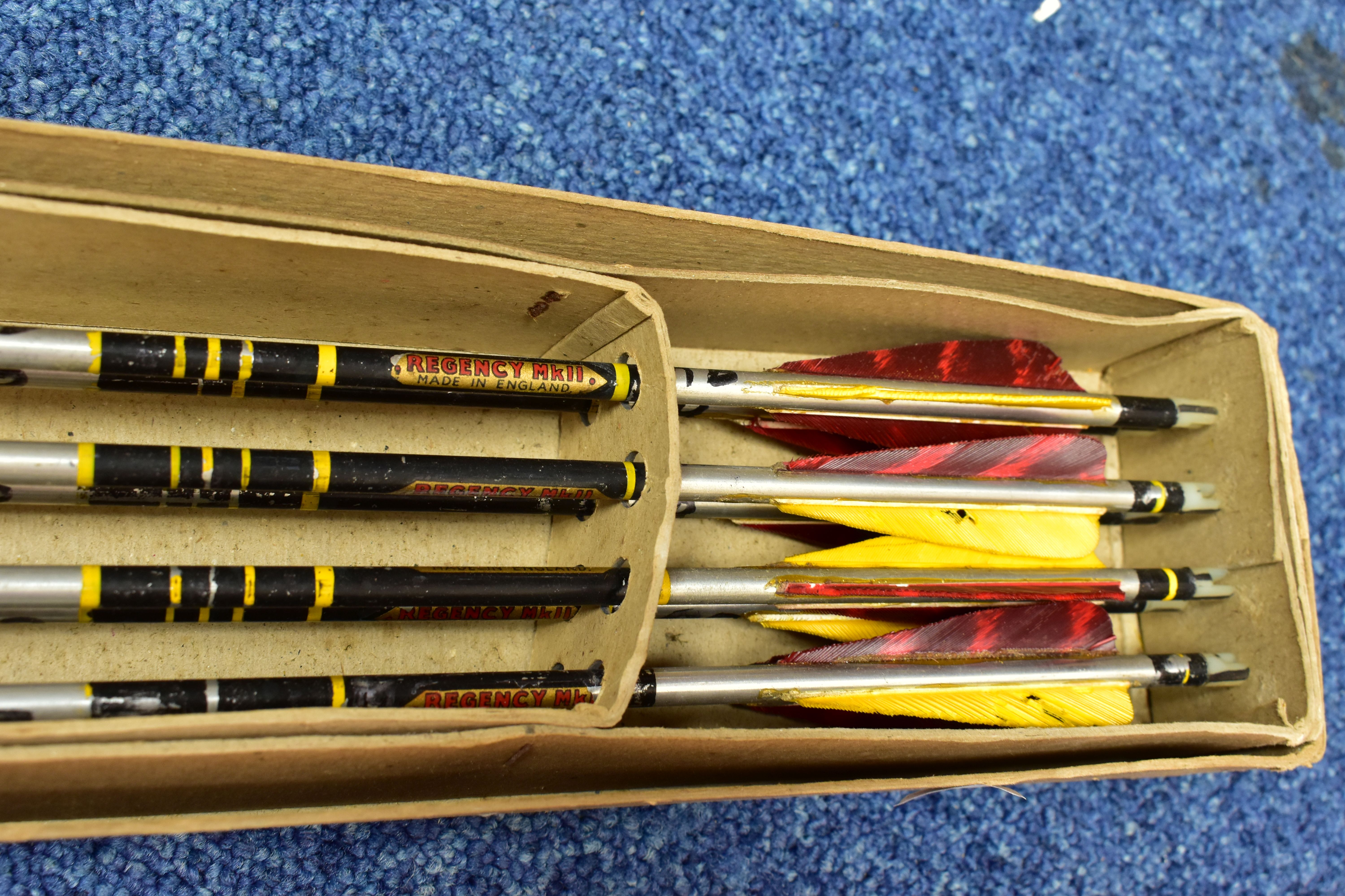 THREE BOXES OF ARCHERY ARROWS, a boxed set of eight metal 'Regency Mark II' arrows, a box containing - Image 3 of 3