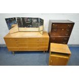 A TALL G PLAN TOLA AFROMISA TEAK CHEST OF SEVEN DRAWERS, width 61cm x depth 41cm x height 113cm, a