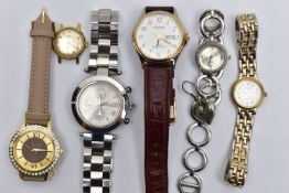 AN ASSORTMENT OF WRISTWATCHES, five wristwatches, names to include Pulsar, Klaus Kobec, Accurist,