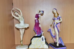 TWO LIMITED EDITION FIGURES BY KEVIN FRANCIS AND PEGGY DAVIS AND A CAPODIMONTE RESIN BALLERINA,