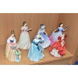 SIX ROYAL DOULTON LADIES, comprising 'Celeste' HN2237, (patch of restoration to underside skirt