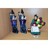 THREE ROYAL DOULTON FIGURES, comprising 'The Old Balloon Seller', HN1315 and two 'The Wizard',