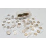 A SMALL CARDBOARD BOX OF MAINLY MODERN UK COINAGE, to include 25 X two-pound coins with Features e.