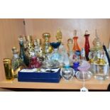 A COLLECTION OF TWENTY EIGHT MODERN GLASS AND METAL PERFUME BOTTLES, including Miss Dior,