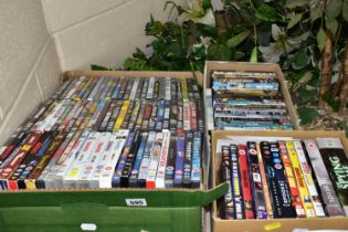 THREE BOXES OF OVER SIXTY ASSORTED DVDS, to include titles such as Shrek, Shameless, Spooks,