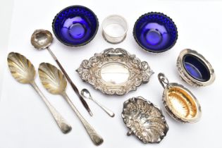ASSORTED SILVER AND WHITE METAL ITEMS, to include two silver Georgian, old English pattern