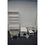 A SELECTION OF PAINTED FURNITURE, to include a dresser, width 95cm x depth 38cm x height 203cm x