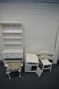 A SELECTION OF PAINTED FURNITURE, to include a dresser, width 95cm x depth 38cm x height 203cm x