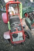 AN UNBRANDED OFF ROAD ELECTRIC GO CART CHASSIS with detached rear wheels, drive train detected and