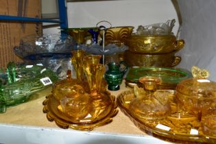 A COLLECTION OF BAGLEY GLASS AND OTHER ART DECO GLASSWARES, to include four Bagley Glass 1930s