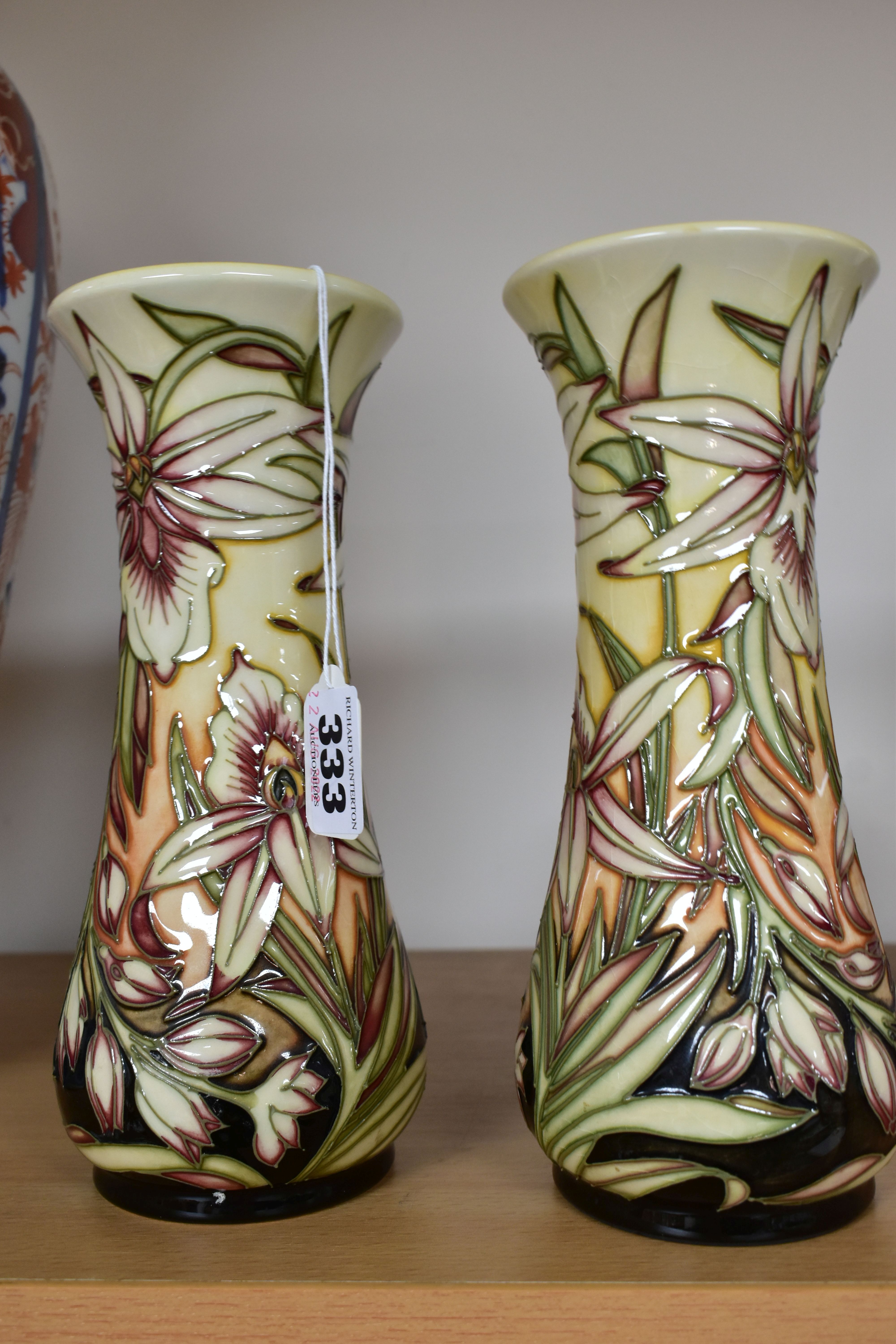 A PAIR OF MOORCROFT 'SUNDERLAND' PATTERN LIMITED EDITION BALUSTER VASES BY SHIRLEY HAYES, circa - Image 2 of 2