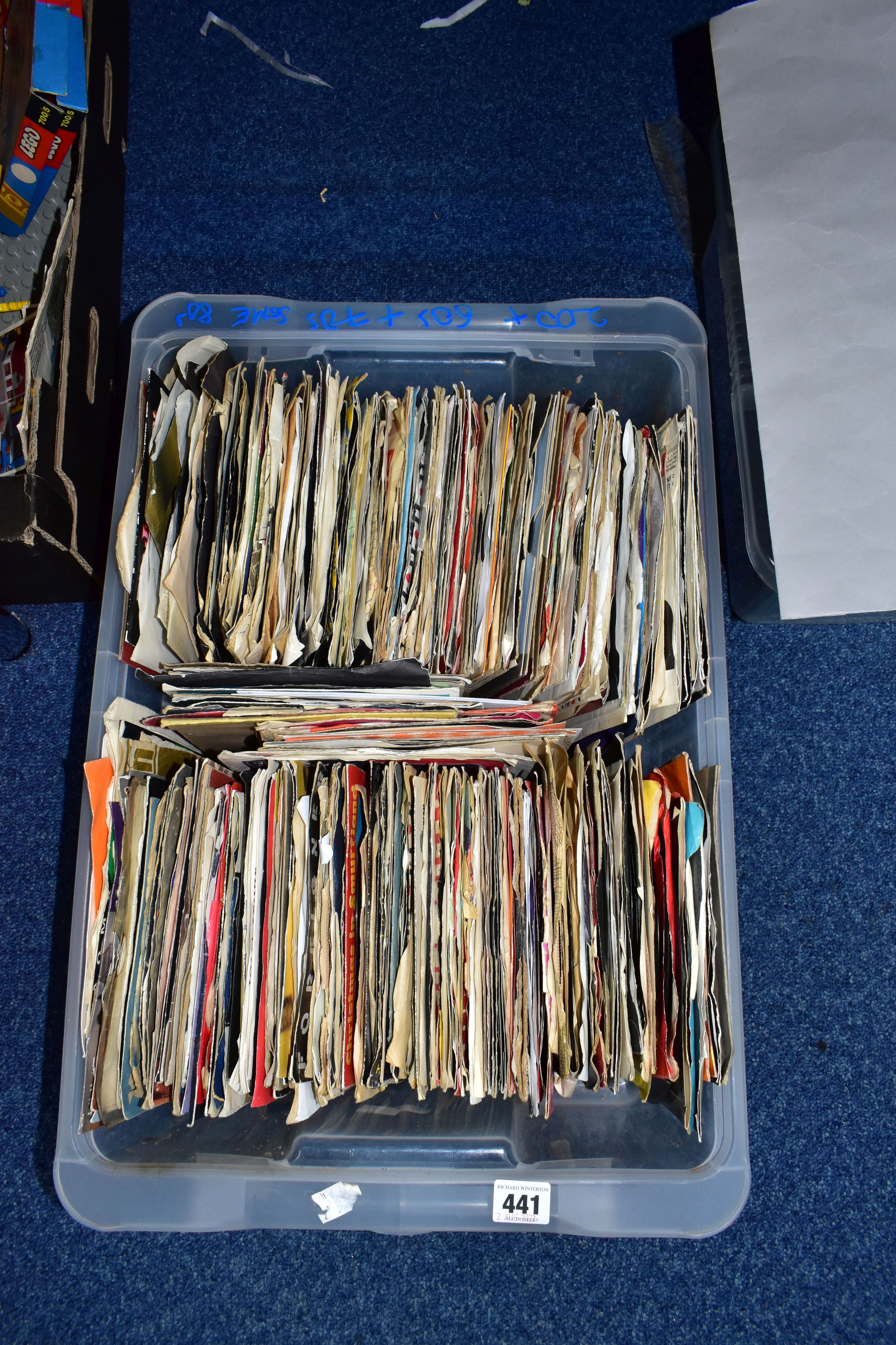 A BOX OF VINYL SINGLES, over two hundred and fifty records, plain and picture sleeves, a few have