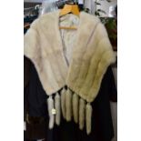 A SMALL GROUP OF LADIES COATS, JACKETS AND SHOES, comprising a Layfayette dark brown mink fur