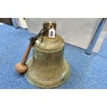 A VINTAGE BELL, in bell metal, with iron clapper, diameter 25cm, heavy (1) (Condition report: