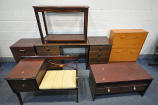 A SELECTION OF MAHOGANY FURNITURE, to include a dressing table, four drawer bedside chest, another