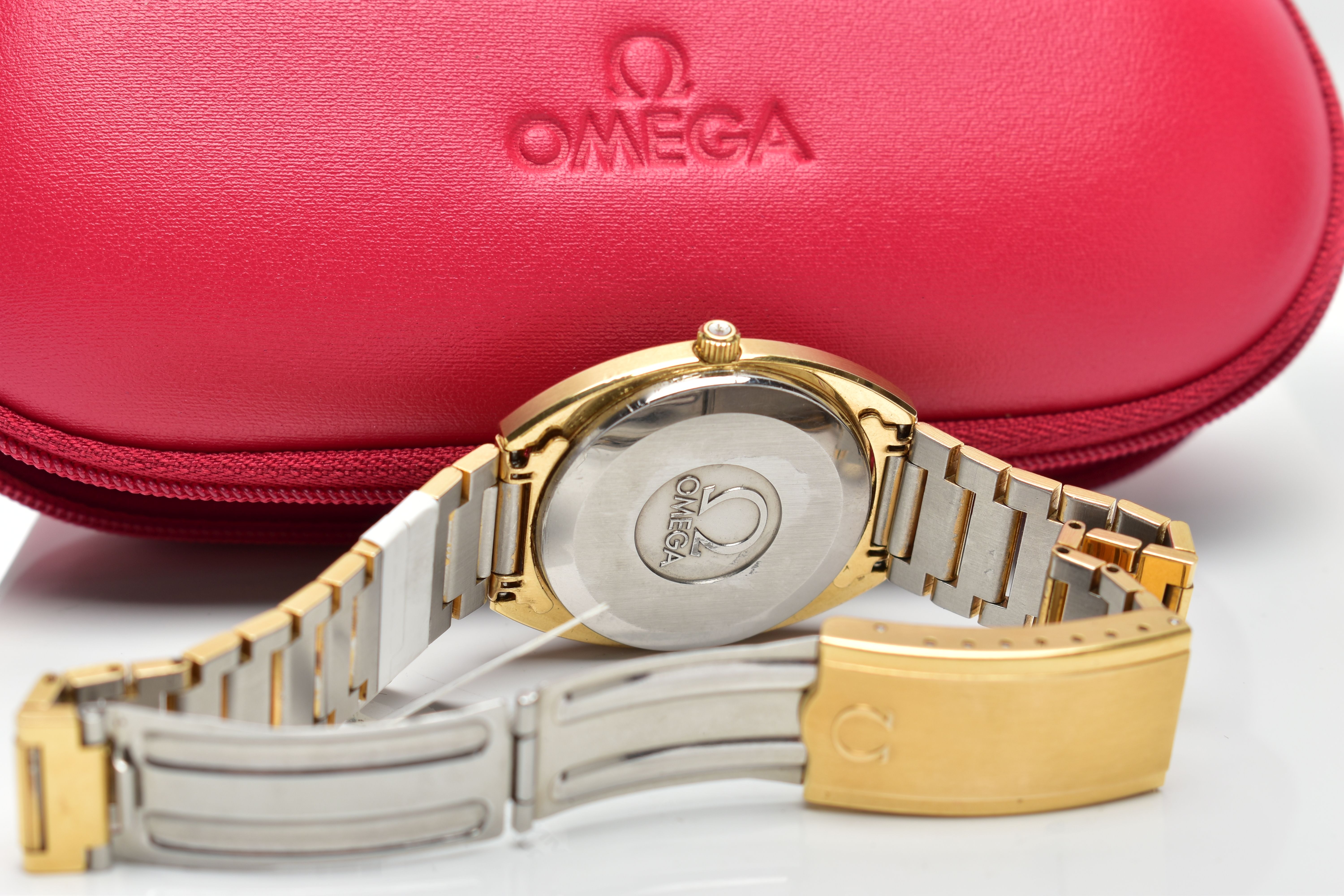 A GENTLEMANS GOLD PLATED OMEGA WRISTWATCH, the circular champagne dial, with baton hourly markers, - Image 5 of 6
