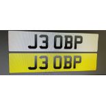 'J3 0BP' - UK VEHICLE REGISTRATION NUMBER, held on DVLA V778 Retention Document, expires 08 07