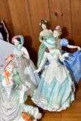 FIVE ROYAL DOULTON FIGURINES, comprising Lorraine HN4301, Loyal Friend HN3358 (finger missing),