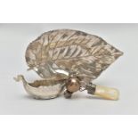 A SELECTION OF SILVER AND WHITE METAL ITEMS, to include an early 20th century silver rattle with