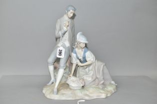 A LLADRO COUPLE PASTORAL FIGURE GROUP, no 4669, matt finish, designed by Salvador Furió, in